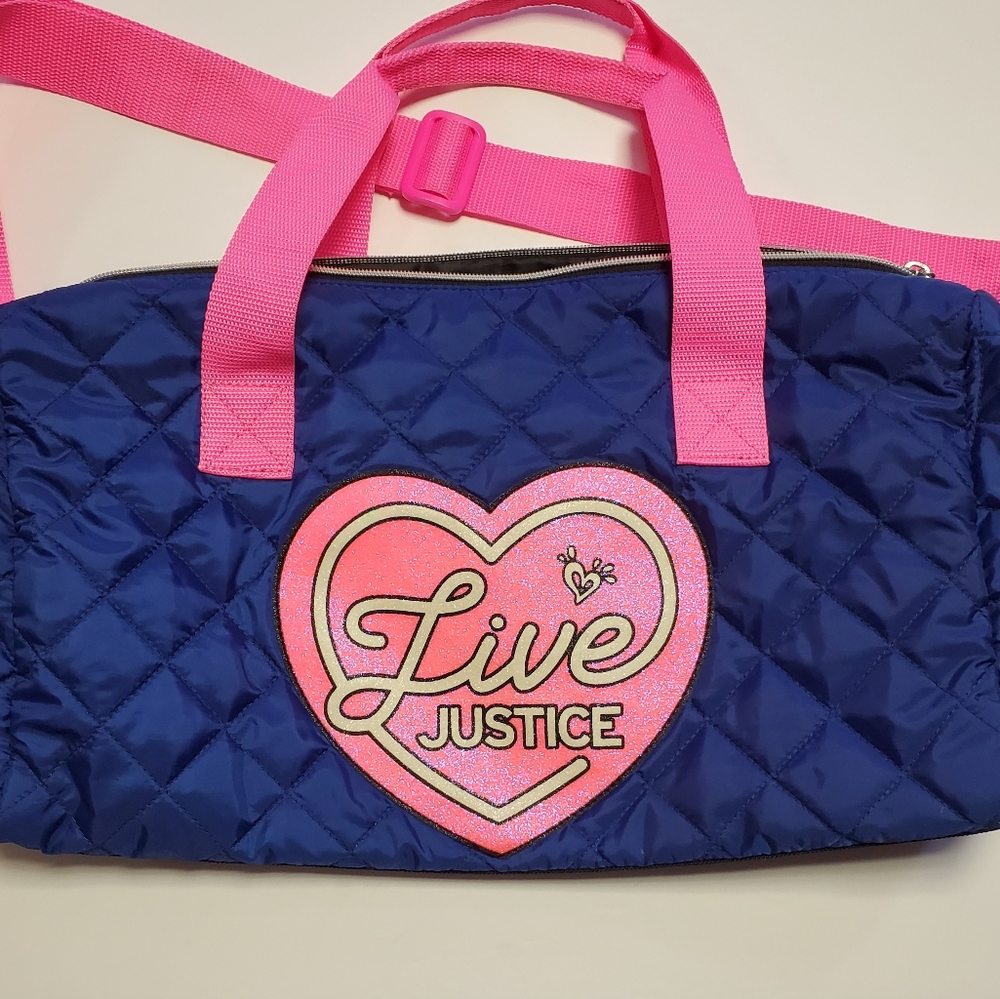 Justice Love Justice Pink/Blue Duffle Bag Like New